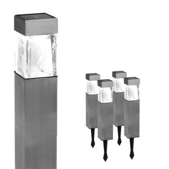 Havelampe i rustfrit stål med 8 lumen - 4 stk.