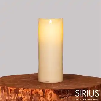Modström Sirius Sara LED-bloklys Ø 10 x 25 cm, mandelfarvet, og med bevægelig flamme tilbud