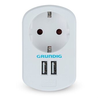 Stikdåse med 2 x USB-porte på 5V og 2.1A - fra tyske Grundig