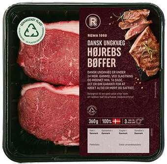 REMA 1000 Højrebsbøffer, 360 g tilbud