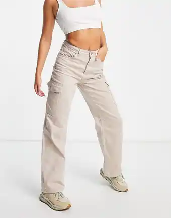 Asos New Look - Beige jeans med cargolommer-Neutral tilbud