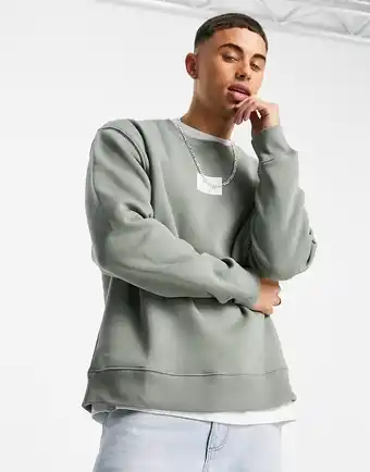 Asos Topman - Berlin - Grå sweatshirt med vævet mærke tilbud
