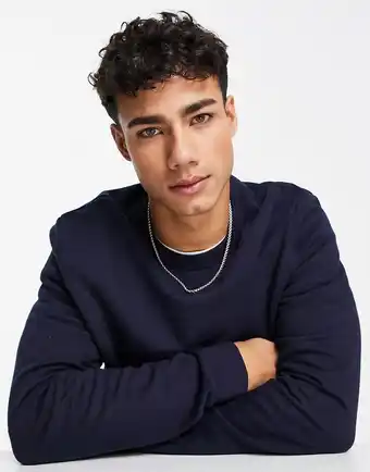 Asos ASOS DESIGN - Navyfarvet økologisk sweatshirt-Marineblå tilbud