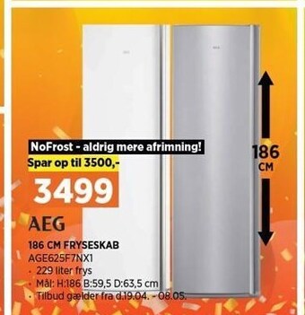 Power 186 cm fryseskab tilbud