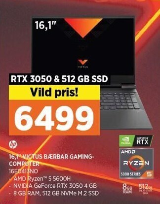 Power 16,1" Victus bærbar gaming-computer tilbud
