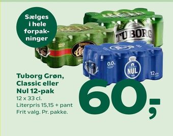 Coop 365 Tuborg Grøn, Classic eller Nul 12-pak tilbud