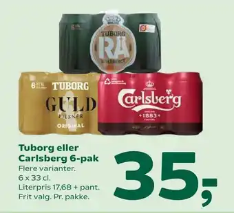 Coop 365 Tuborg eller Carlsberg 6-pak tilbud
