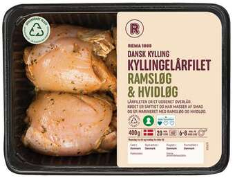 REMA 1000 Lårfilet m hvid/ramsløg, 400 g tilbud