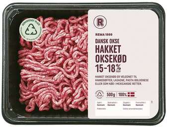 REMA 1000 Hk. oksekød 15-18%, 500 g tilbud