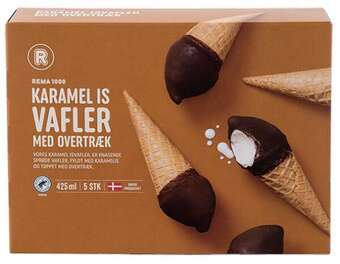 REMA 1000 Karamel isvafler, 425 g tilbud