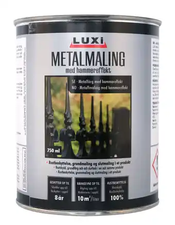 jem & fix Metalmaling sort med hammereffekt 750 ml - Luxi tilbud