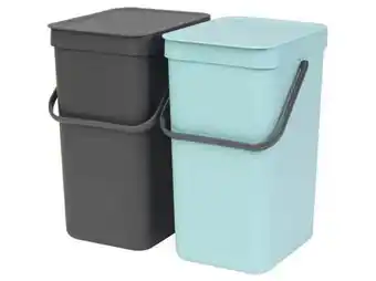 Brabantia Sort & Go Affaldsspand - 2 x 12 liter - Plastik - Hvid/grå/mint