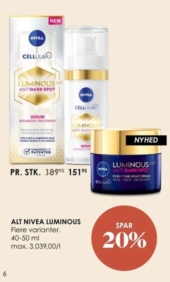 Matas Alt nivea luminous tilbud