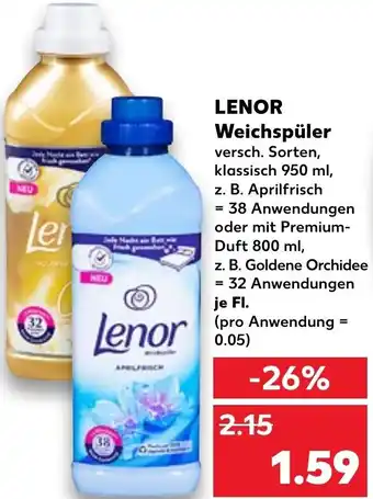 Kaufland Lenor Weichspüler 800 ml tilbud