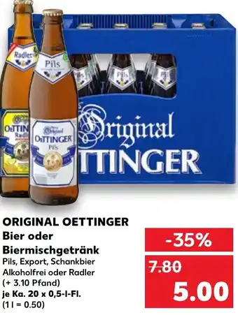 Kaufland Original Oettinger Bier Oder Biermischgetränk 20x0,5-l tilbud