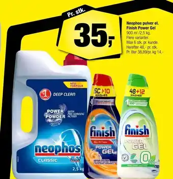 Calle Neophos pulver el. Finish Power Gel tilbud