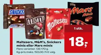 Maltesers, M&M's, Snickers minis eller Mars minis