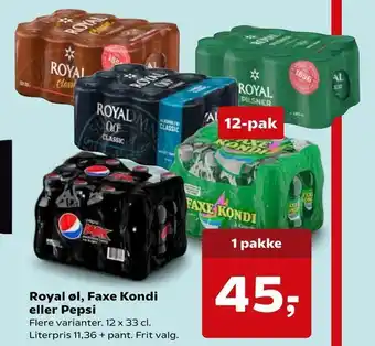Dagli'Brugsen Royal øl, Faxe Kondi eller Pepsi tilbud