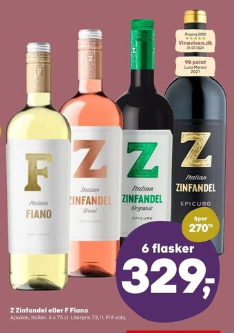 Kvickly Z Zinfandel eller F Fiano tilbud