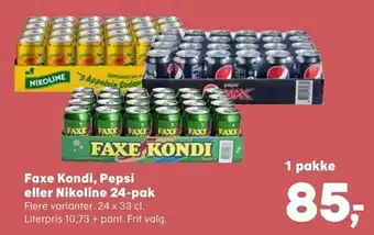 Kvickly Faxe Kondi, Pepsi eller Nikoline tilbud