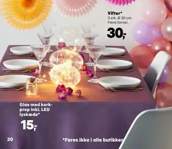 Kvickly Glas med kork prop inkl. LED lyskæde tilbud
