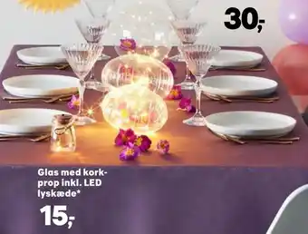 SuperBrugsen Glas med korkprop inkl. LED lyskæde tilbud