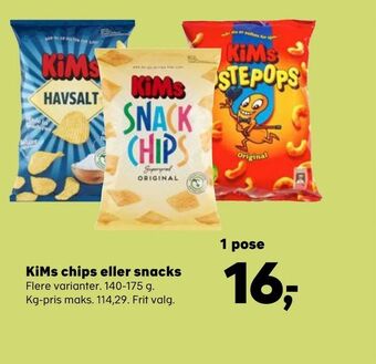SuperBrugsen KiMs chips eller snacks tilbud