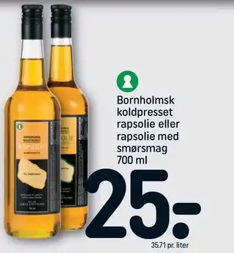REMA 1000 Bornholms koldpresset rapsolie el. rapsolie m. smørsmag tilbud