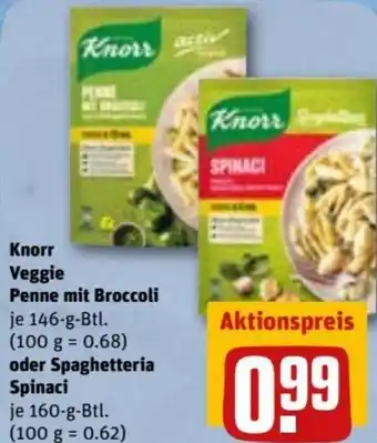 REWE DE Knorr Veggie Penne Mit Broccoli 146 g oder Spaghetteria Spinaci 160 g tilbud