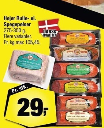 Calle højer rulle- el. spegepølser tilbud