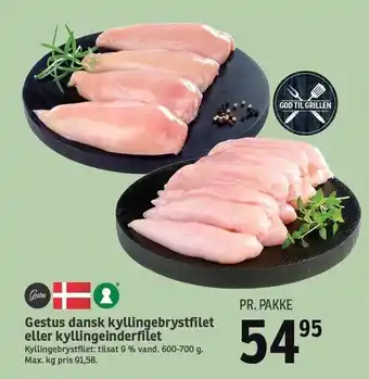SPAR Gestus dansk kyllingebrystfilet eller kyllingeinderfilet tilbud