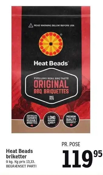 Heat beads briketter