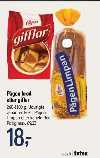 Føtex Pågen brød eller gifflar tilbud