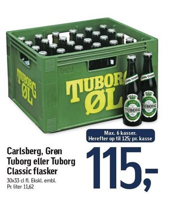 Føtex Carlsberg, grøn tuborg eller tuborg classic flasker tilbud