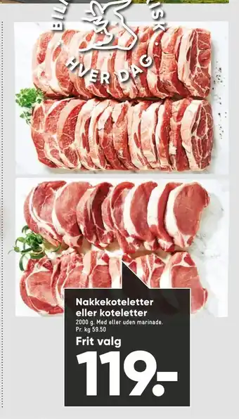 Bilka Nakkekoteletter eller koteletter tilbud