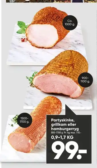 Bilka Partyskinke, grillkam eller hamburgerryg tilbud