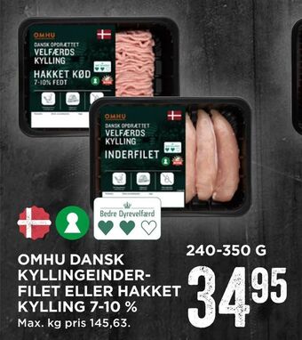 MENY Omhu dansk kyllingeinderfilet eller hakket kylling 7-10 % tilbud