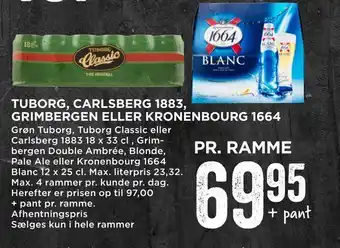 MENY Tuborg, carlsberg 1883,00 grimbergen eller kronenbourg 1664 tilbud