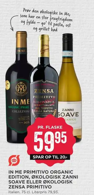 MENY In me primitivo organic edition, økologisk zanni soave eller økologisk zensa primitivo tilbud