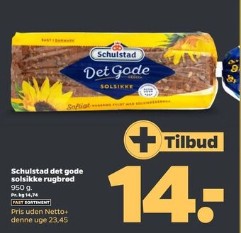 Netto Schulstad det gode solsikke rugbrød tilbud