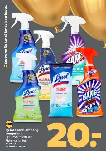 Netto Lysol eller Cillit Bang rengøring tilbud