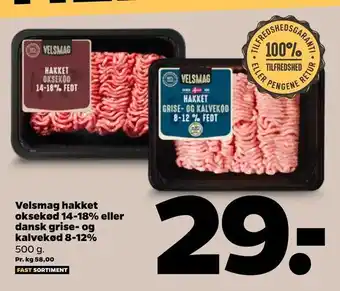 Netto Velsmag hakket oksekød 14-18% eller dansk grise- og kalvekød 8-12% tilbud