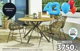 JYSK Sandvig Bord + Ilderhuse Stol 120xH74 cm tilbud