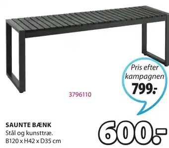 JYSK Saunte Bænk B120xH42xD35 cm tilbud