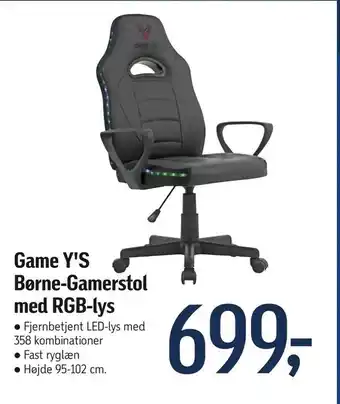 Føtex Game Y'S Børne-Gamerstol med RGB-lys tilbud