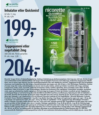 Føtex Tyggegummi eller sugetablet 2mg tilbud