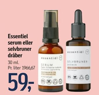Føtex Essentiel serum eller selvbruner dråber tilbud