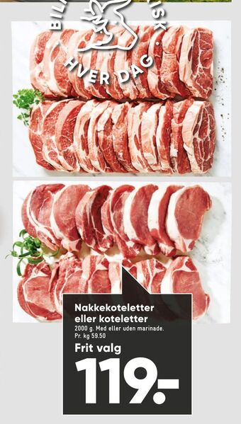 Bilka Nakkekoteletter eller koteletter tilbud