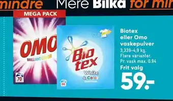 Bilka Biotex eller Omo vaskepulver tilbud
