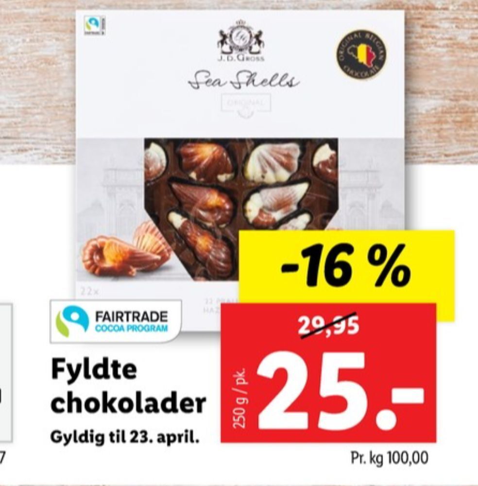 Sea shells dessertchokolade tilbud hos Lidl